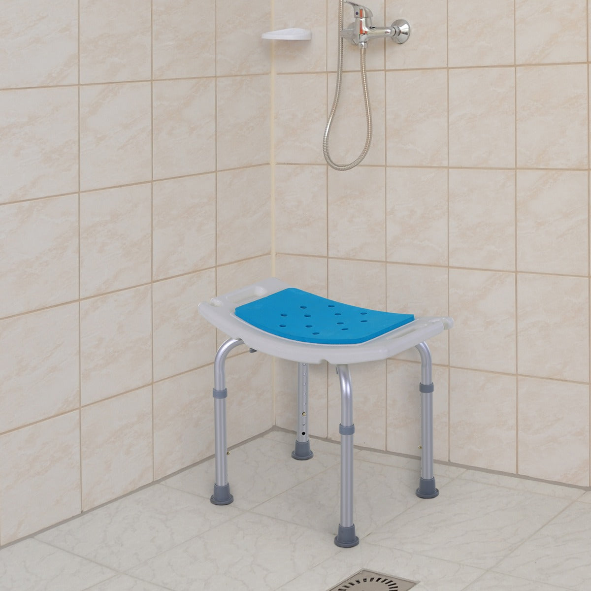 Adjustable Bath Stool Spa Shower Chair Non-Slip w/ Shower Hole