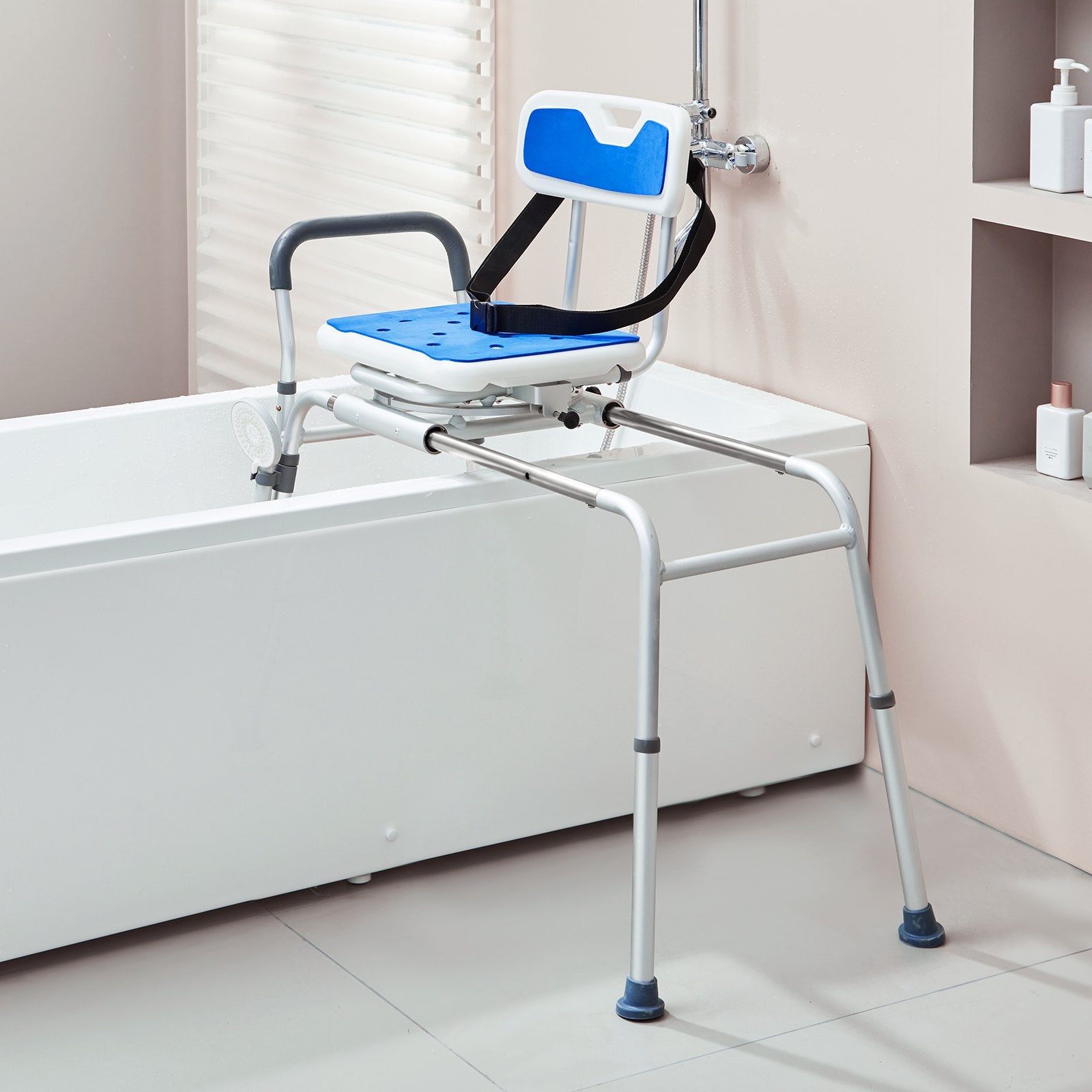 Sliding Tub Transfer Bench Shower Chair With 360 Degree Swivel Seat 400LBS