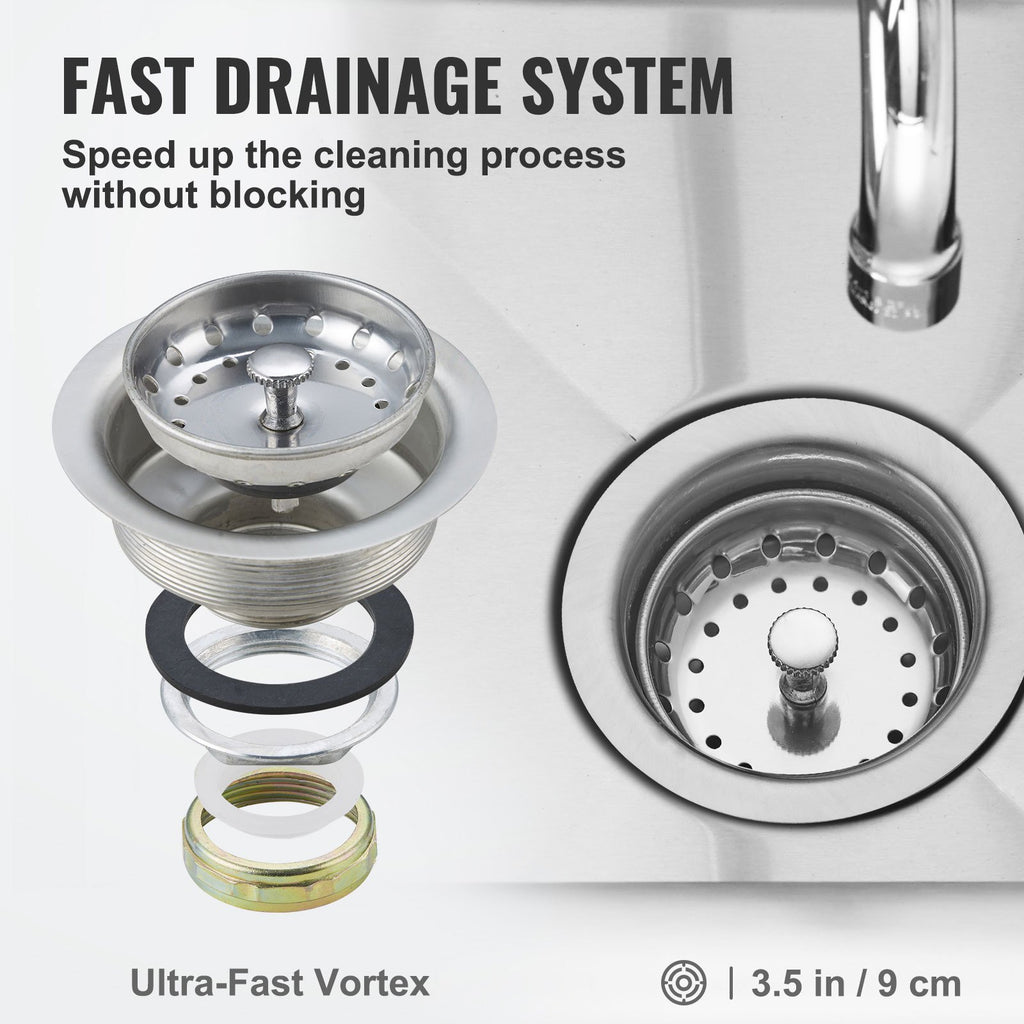 Stainless Steel Prep & Utility Sink, 1 Compartment Free Standing Small Sink Include Faucet & Legs, 18"x41" Commercial Single Bowl Sinks For Garage, Restaurant, Kitchen, Laundry