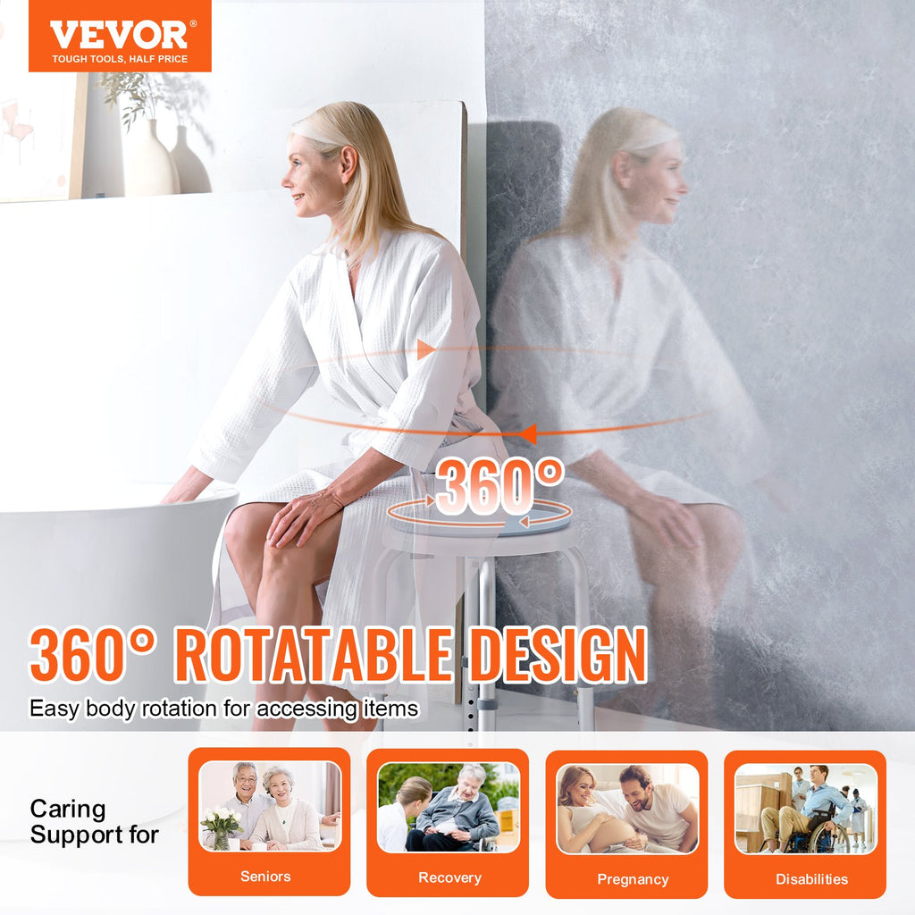 Shower Chair For Inside Shower, 360 Degree Swivel Shower Seat, 300 Lbs Capacity